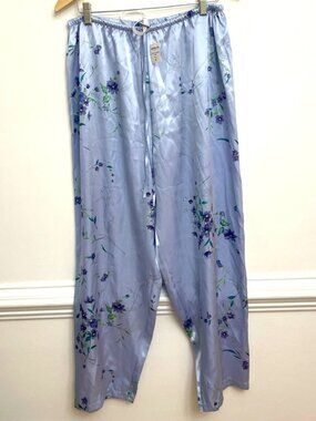 Jones New York Intimates Women’s Pajama Pants Only Size XL Blue Floral Silky